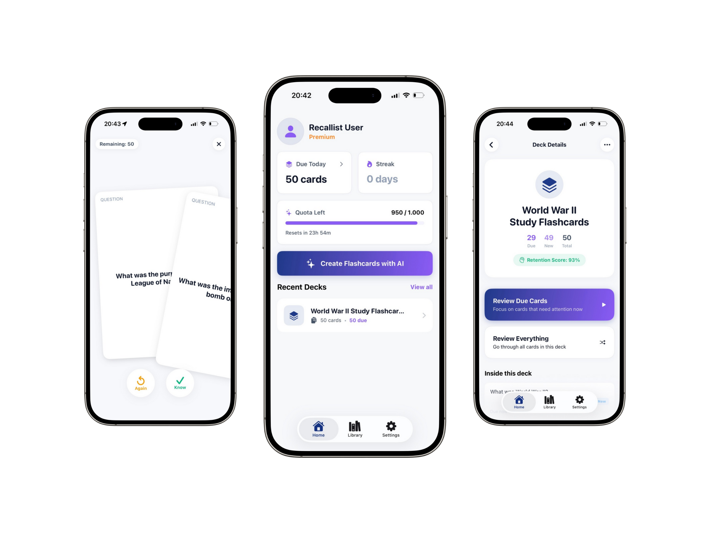 Recallist App Interface